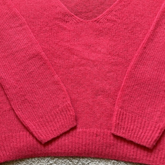 Free People Gossamer V Neck Pink Alpaca Wool Blend Oversized Sweater - Picture 7 of 10